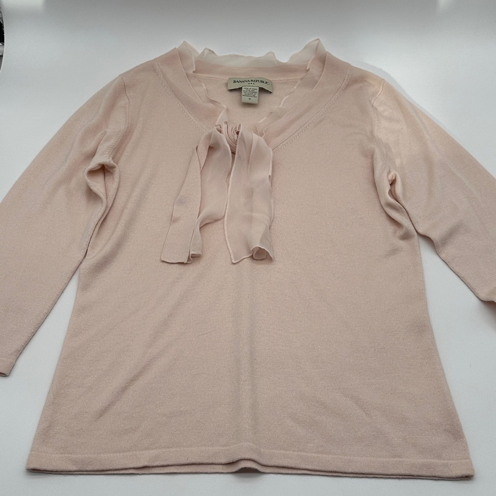 Banana Republic Pink Lace Up Cashmere Silk blend Sweater Women's medium